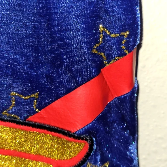 NWT WonderWoman Velour Blue Gold/Red Glitter Embroidered Logo Dress Girl Sz 6/6X - Picture 12 of 12